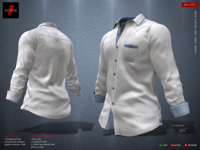 Accent - Shirt -Levi- Ivory