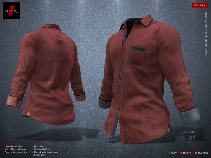 Accent - Shirt -Levi- Burgundy