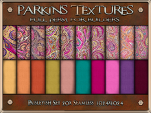 Parkins Textures - Paisleyish Set - 24 Full Perm Seamless 1024 - Fabric, Textile, Gown, Cloth, Paisley, Boho, Clothing