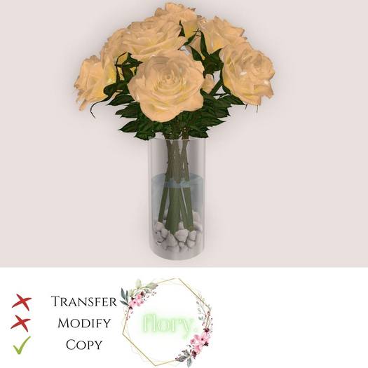 flory. - Tea Roses in Glass Vase (boxed)