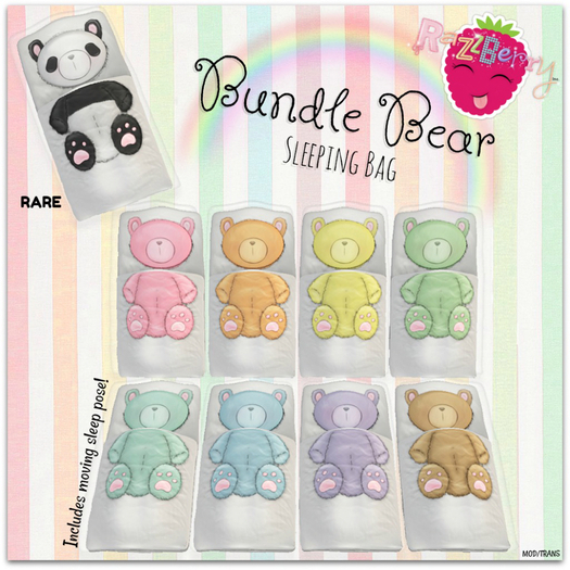 Second Life Marketplace RazzBerry Inc. Bundle Bear Sleeping Bag