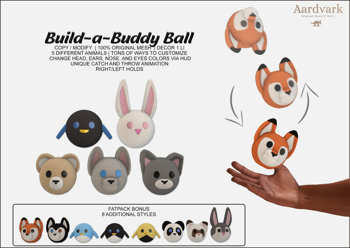 Aardvark : Build-a-Buddy Ball  -  Kitty