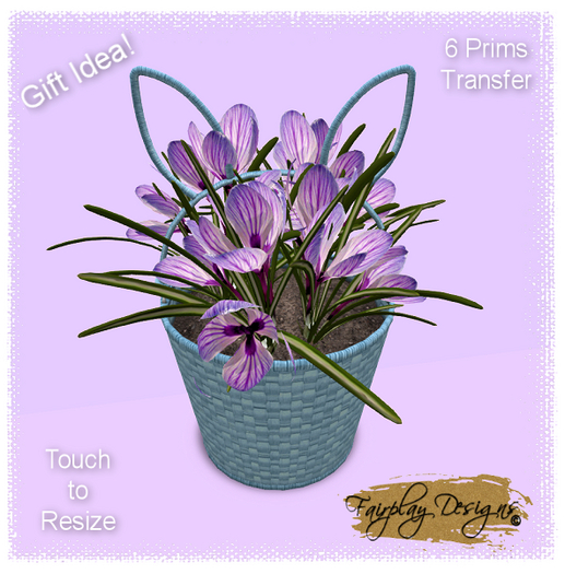 ~R~Bunny Ears Easter Basket of Crocus~