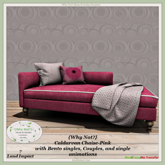 {Why Not?} Caldarvan Chaise-Pink-Boxed