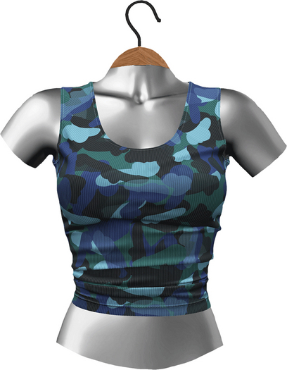 RIOT / Poppy Tank - Pattern - Camo Blue