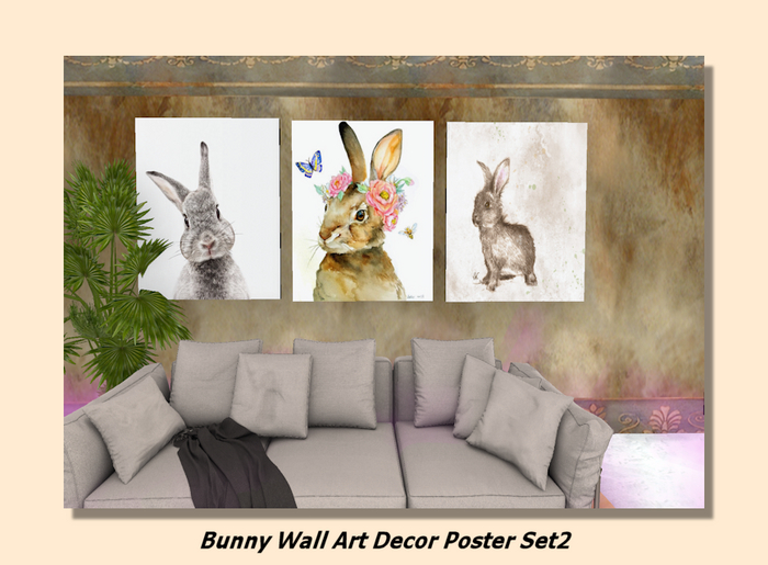 Bunny Wall Art Decor set2 -full perm textures
