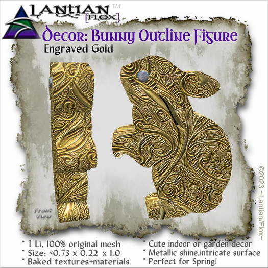~L/Fx~Bunny Outline Figure - Engraved Gold *Pretty!*