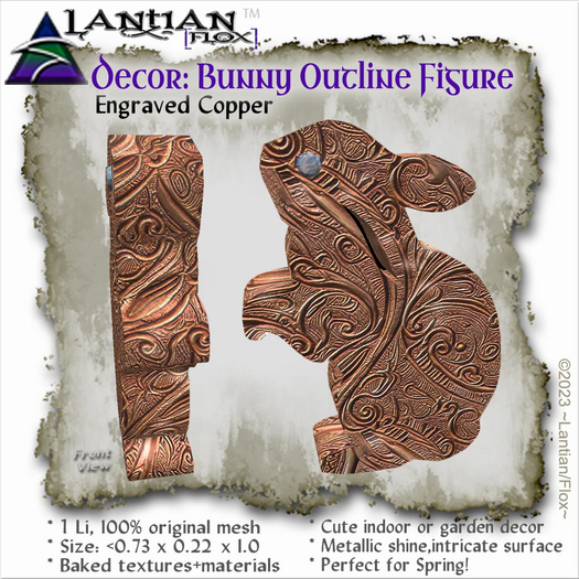 ~L/Fx~Bunny Outline Figure - Engraved Copper by ~Lantian/Flox~