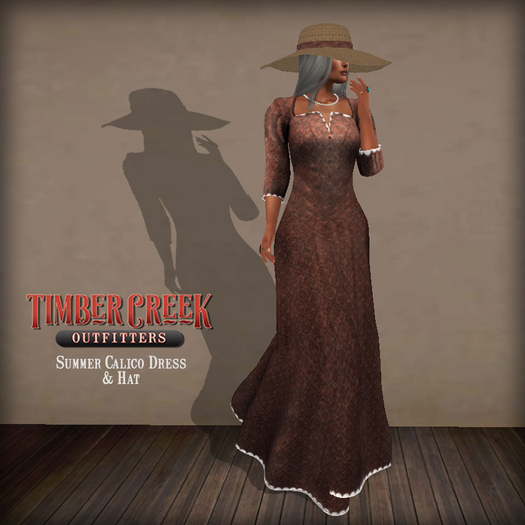 [Timber Creek] Calico Summer Dress & Hat-Copper Penny