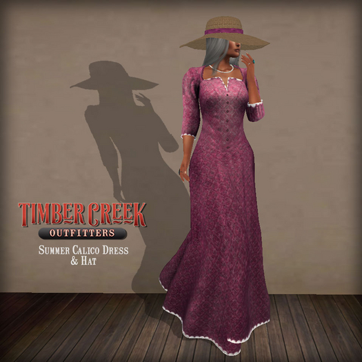 [Timber Creek] Calico Summer Dress & Hat-Raspberry Blush
