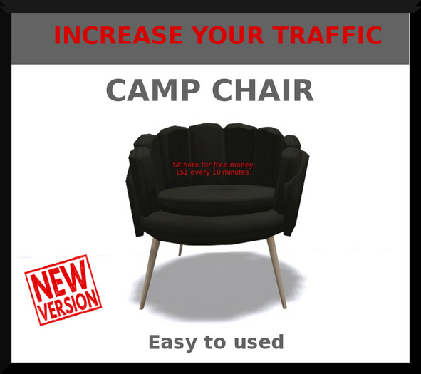 Single PAYING CAMP CHAIR Solution to increase traffic on your land campchair