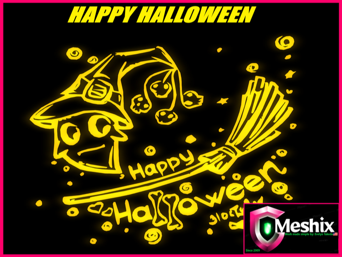 Halloween witch and broom (3prims/3D mesh design)