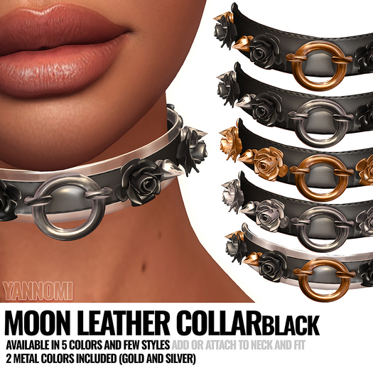 [YAN] Roses & Spikes Collar - BLACK