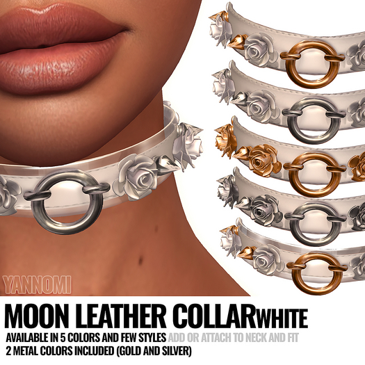 [YAN] Roses & Spikes Collar - WHITE
