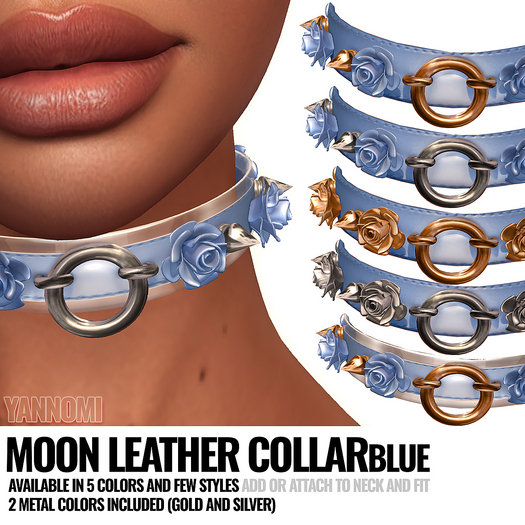 [YAN] Roses & Spikes Collar - BLUE