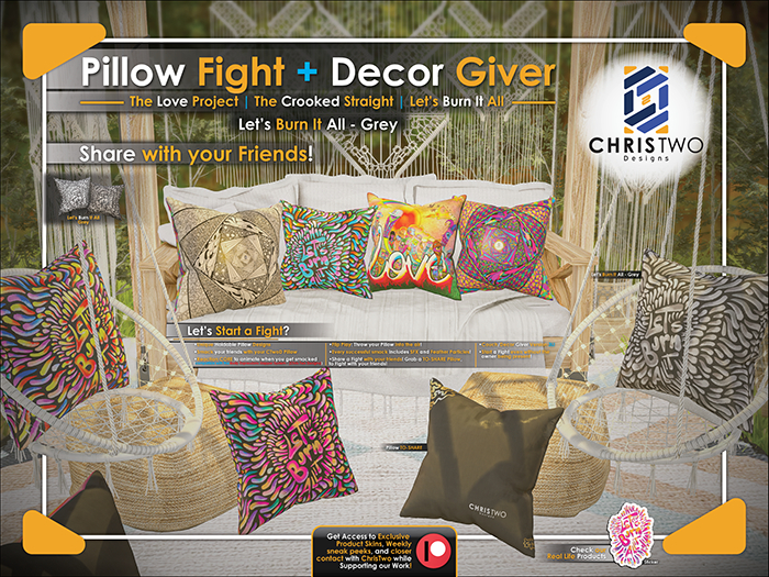 Pillow Fight Decor - Lets Burn It All - Grey - [Chris Two Designs]