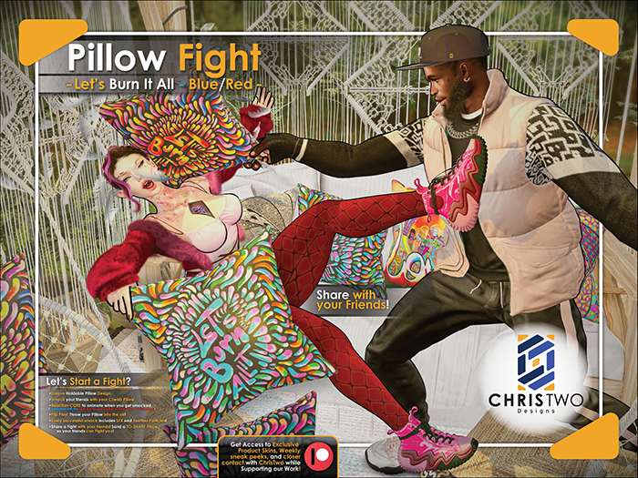 Pillow Fight Hand - Lets Burn It All - Blue - [Chris Two Designs]