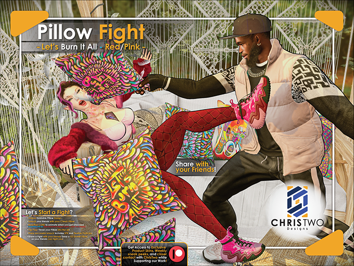 Pillow Fight Hand - Lets Burn It All - Red - [Chris Two Designs]