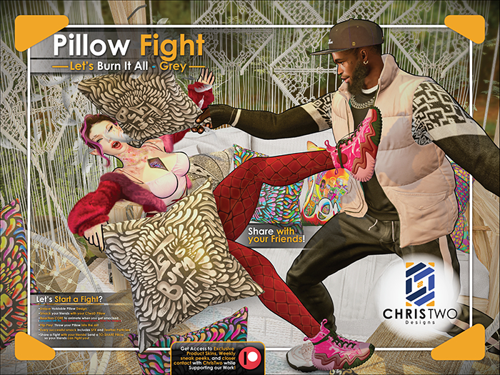 Pillow Fight Hand - Lets Burn It All - Grey - [Chris Two Designs]