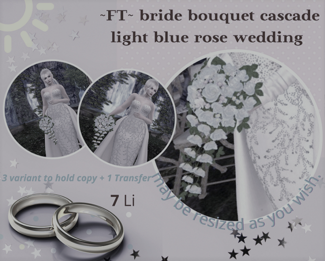DEMO~FT~ bride bouquet cascade light blue roses