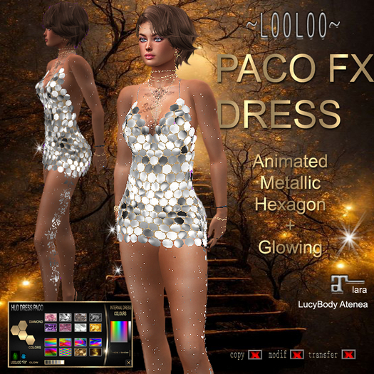 ~ LOOLOO ~ PACO FX DRESS [Animated Metallic Hexagon] Glowing