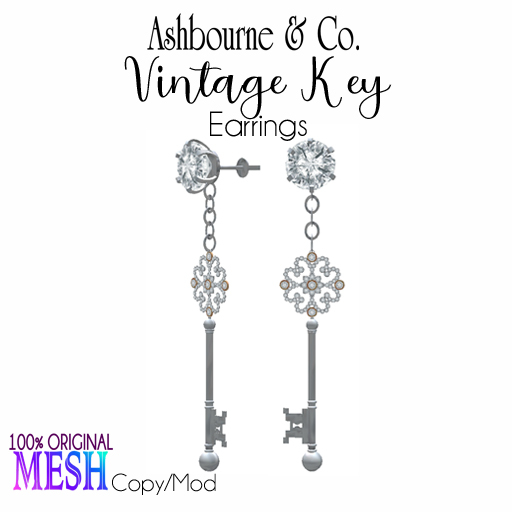Ashbourne & Co. Vintage Key Earrings