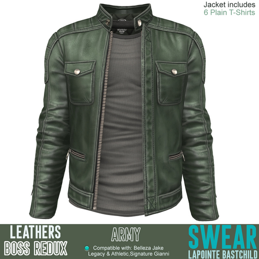 Leather Jacket Boss Redux ARMY