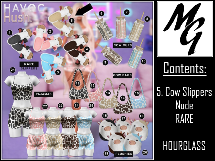 5. Cow Slippers Nude Hourglass RARE