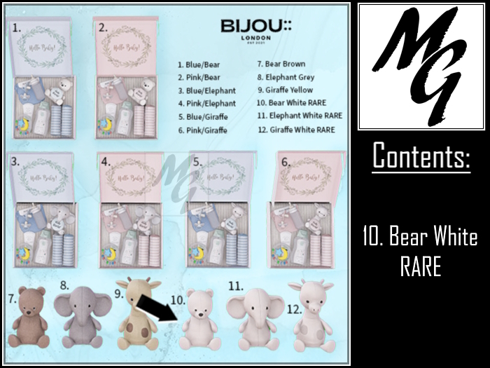 10. Welcome Baby Bear White RARE