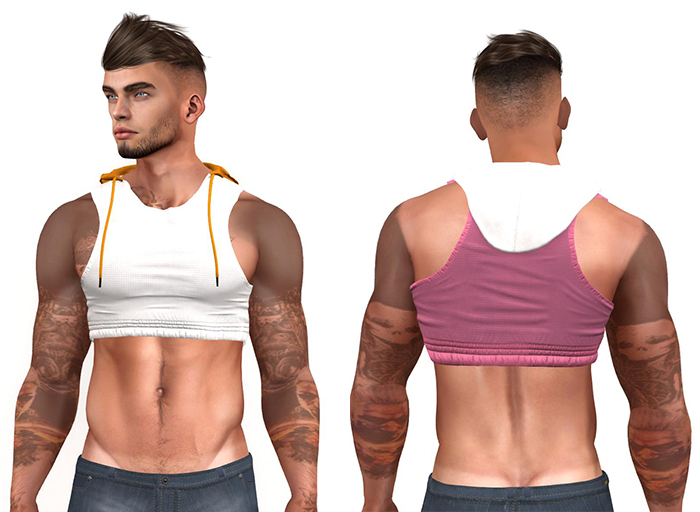 Hooded Sleeveless crop top Doc Bright TwoSided