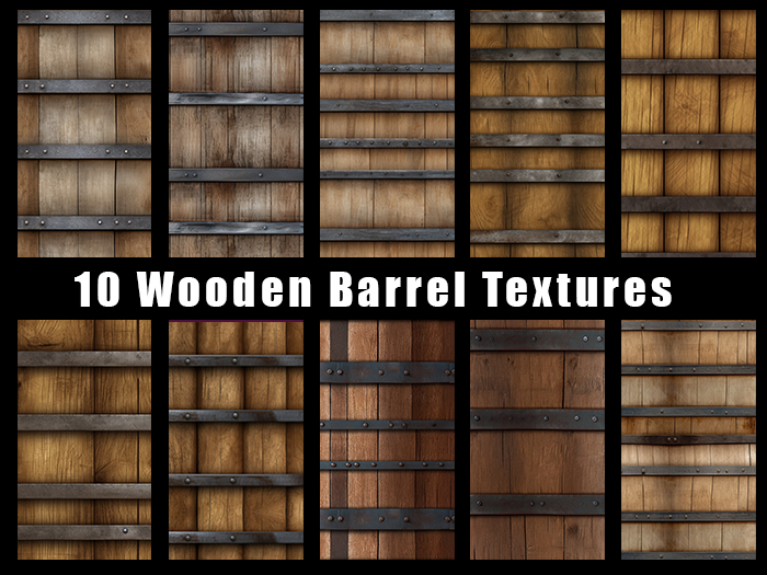  Wooden Barrel textures  - 10 textures - Pack