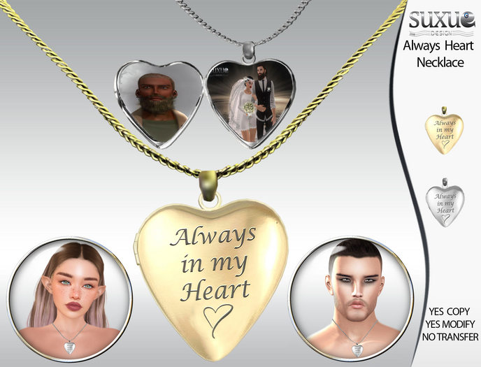 [SuXue Mesh] Necklace Always Heart Locket Gold Silver