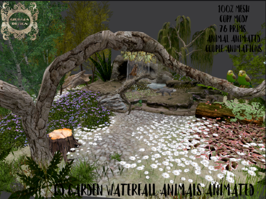 GD GARDEN WATERFALL ANIMALS ANIMATED