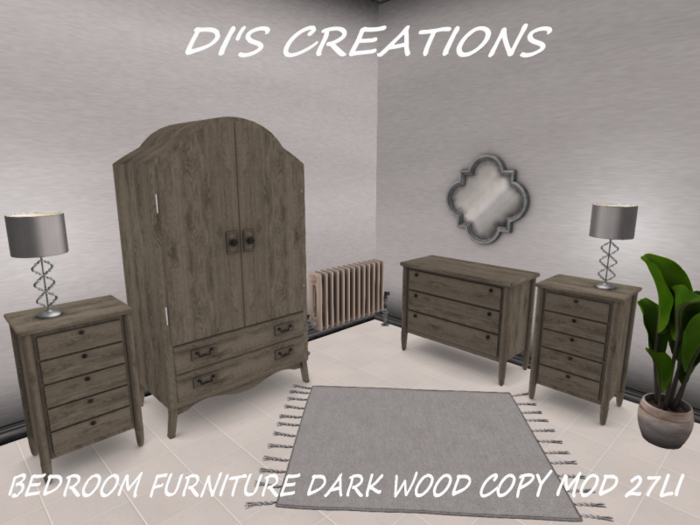 BEDROOM FURNITURE DARK WOOD