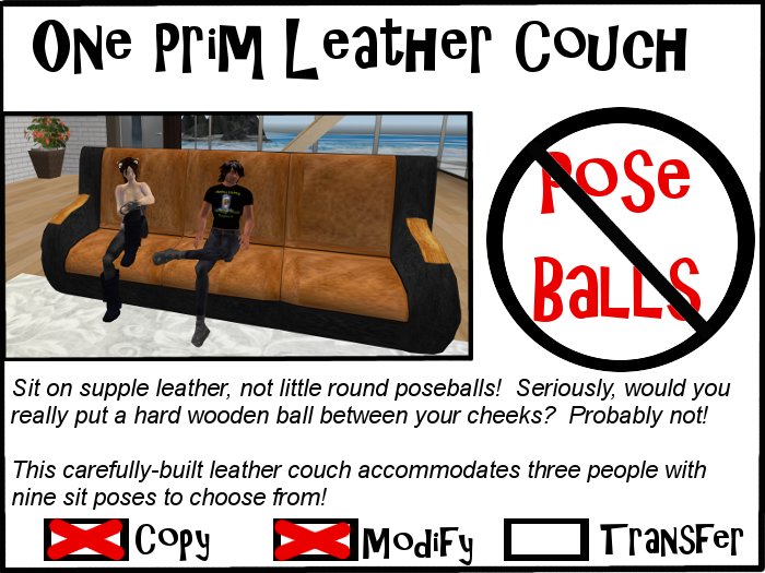 Single Prim Leather Couch