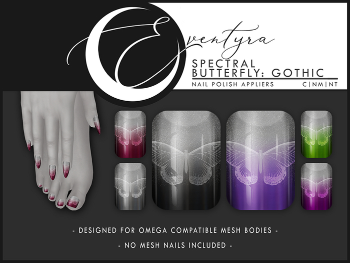 Eventyra - Omega Nail HUD - Spectral Butterfly - Goth