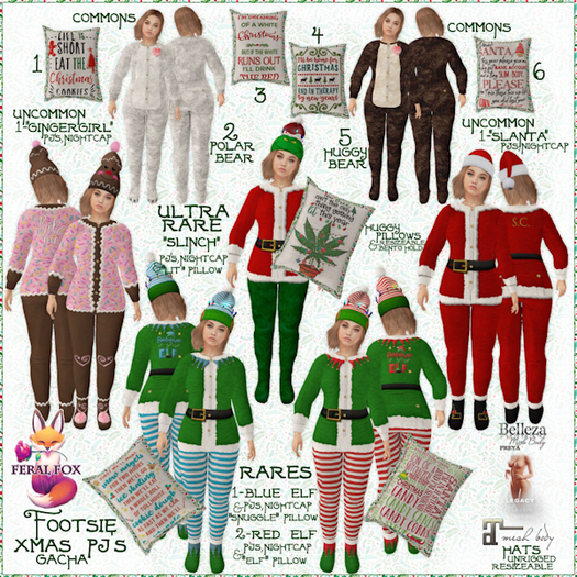 -{Feral Fox}- Xmas Footsie PJ's Common 6