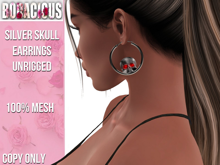 [:BD:] Silver Skull Earrings -   *UNPACKER*