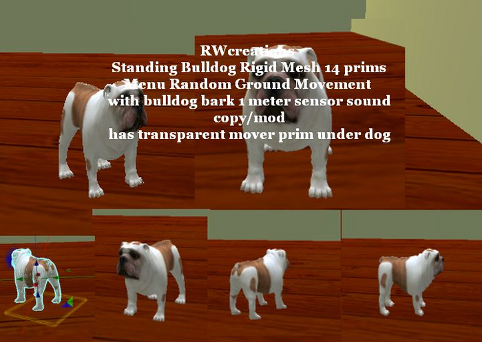 Standing Bulldog Rigid Mesh Menu Random Ground Move w sound BXD