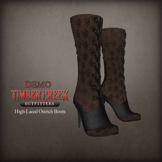 [Timber Creek] High-Laced Victorian Ostrich Boots-DEMO