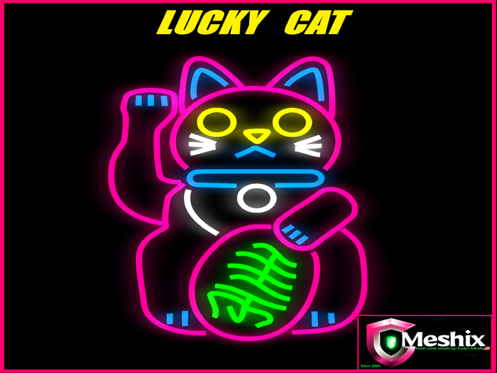Neon sign lucky cat 2 (3prims)