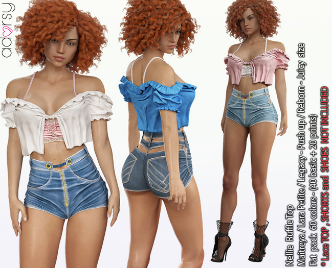 Top Nellie Ruffle Top- Maitreya Top Legacy Top Nerido Top Lara Petite Shorts Reborn Top Juicy Top