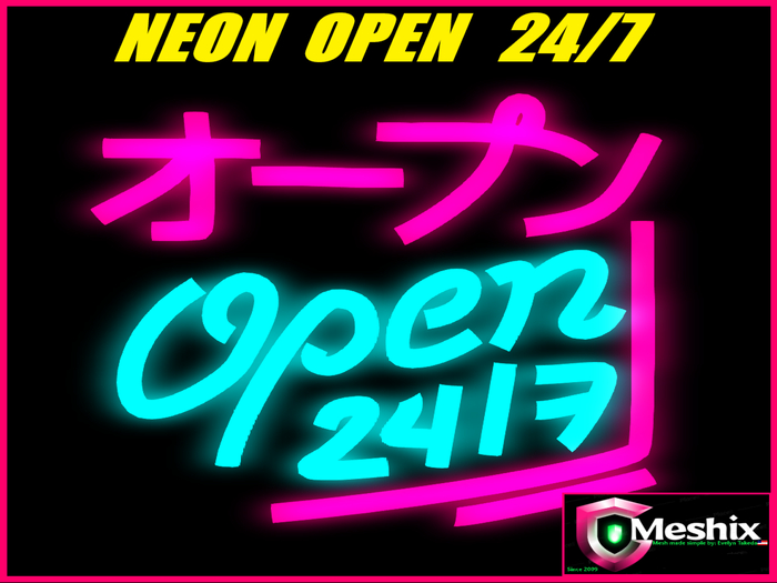 Neon sign open 24/7  (3prims)