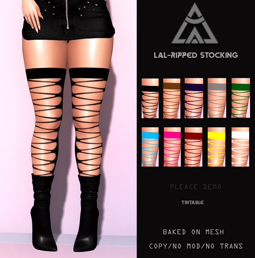 LAL-RIPPED STOCKING ONLY BOM+TINTABLE
