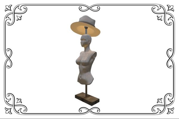 Bust Lamp Gray Porceline