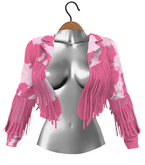RIOT / Beth Fringe Jacket - Cow - Pinks BOLD