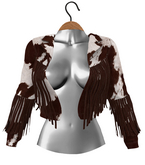 RIOT / Beth Fringe Jacket - Cow - Brown/ White BOLD