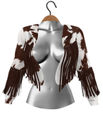 RIOT / Beth Fringe Jacket - Cow - Brown/ White