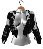 RIOT / Beth Fringe Jacket - Cow - Black/ White BOLD