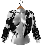 RIOT / Beth Fringe Jacket - Cow - Black White